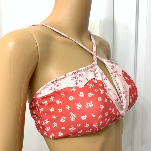 Polo by Ralph Lauren Floral Bikini Top Criss-Cross swimsuit size L - Picture 3 of 10
